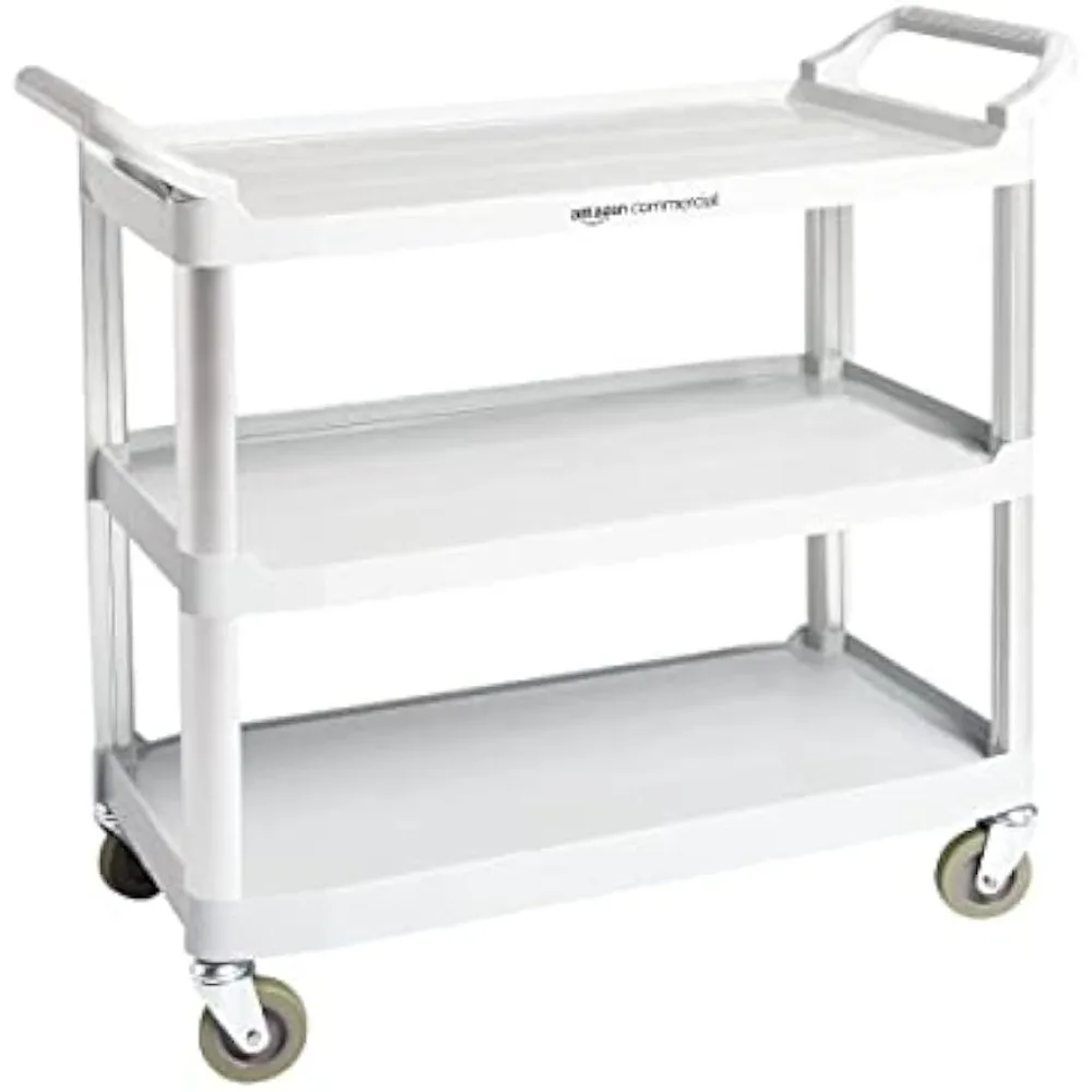 AmazonCommercial 3 Shelves Utility Cart with 400 lbs Loading Capacity, Smooth move, Gray