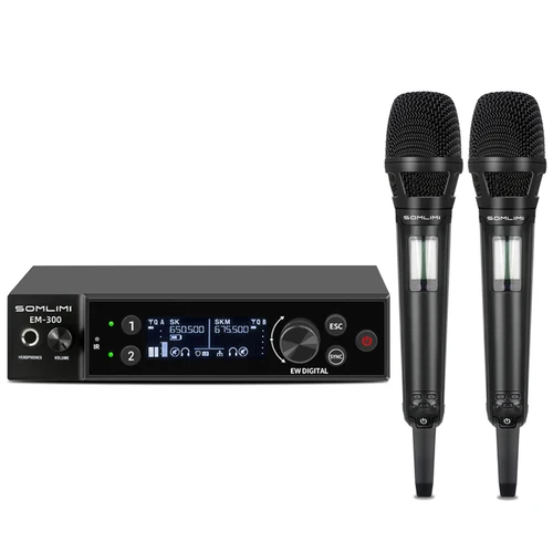 SOMLIMI EM-300 UHF True Diversity sistema con micrófono inalámbrico para Karaoke actuaciones en escenario micrófono inalámbrico profesional