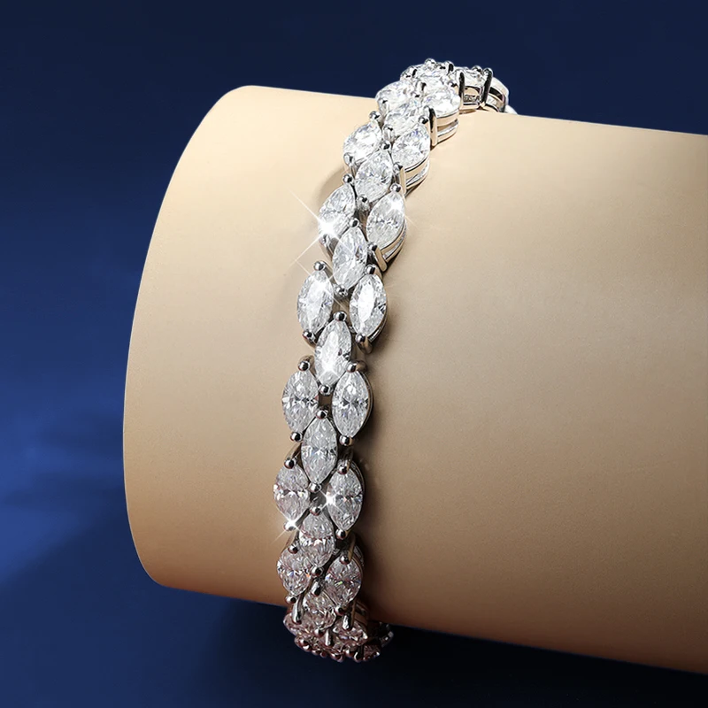 WSHUO S925 Sterling Silver D VVS1 Full Moissanite Diamond Bracelet Engagement Wedding Bangles Bracelets for Women Bridal Jewelry