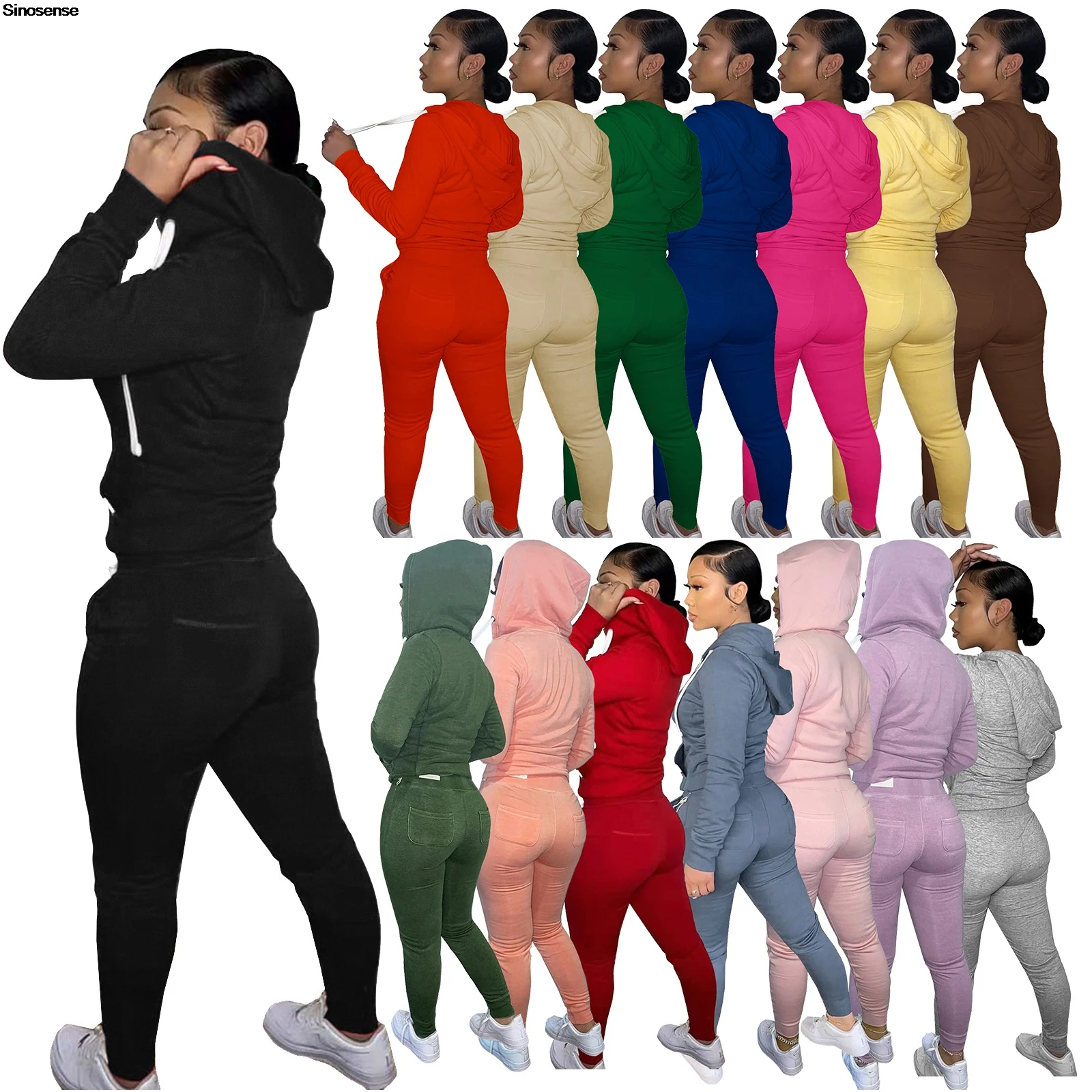 Women Warm Fleece Two Piece Outfits Jogging Suits Sweatsuit Tracksuit Casual Daily Jogging Sportswear Athletic Workout Outfits