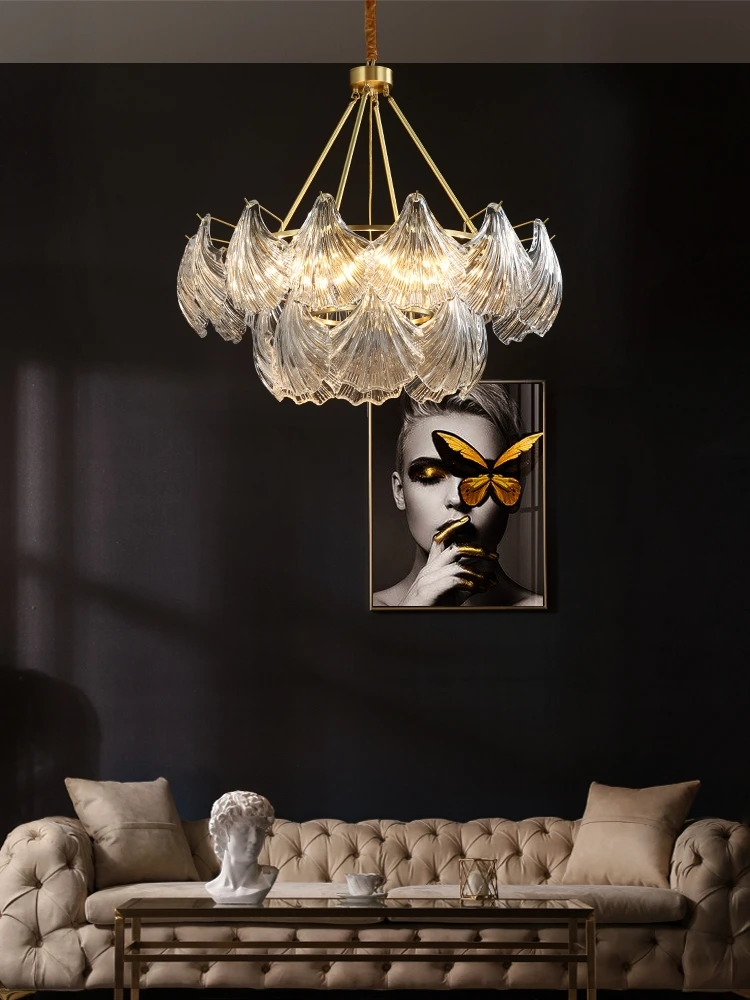 

American crystal chandelier simple modern atmosphere dining room bedroom creative shell lamp light luxury wind online celebrity