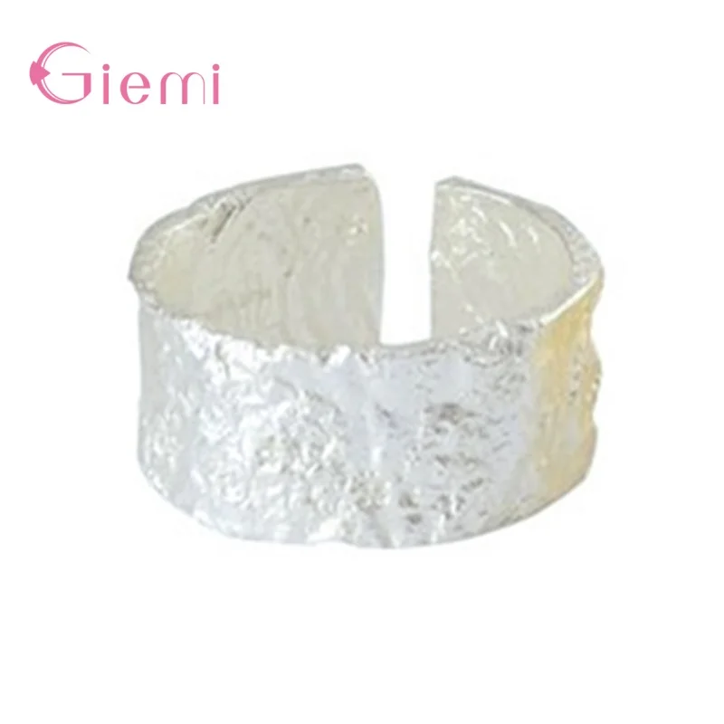 New Irregular Wide Face Rings For Women Real 925 Silver Needle High Quality Fashion Fine Jewelry Femme Open Rings