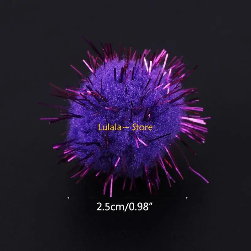 

Y4QA 100Pcs 25mm Mini Soft Pom Poms Pompoms Glitter Ball Handmade Kids