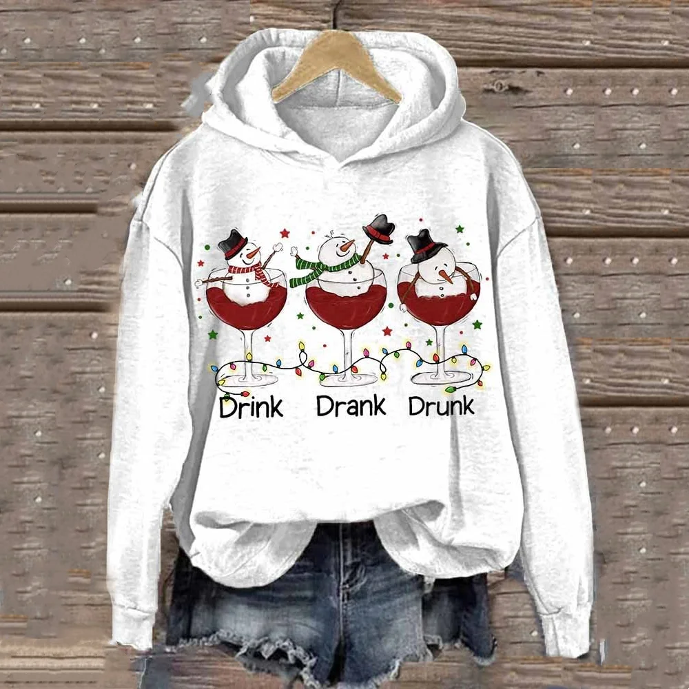 Sudadera con capucha de dibujos animados de Navidad para mujer, Sudadera con capucha de Primavera/otoño, ropa con estampado de alces, ropa informal de manga larga para fiesta del día de Navidad