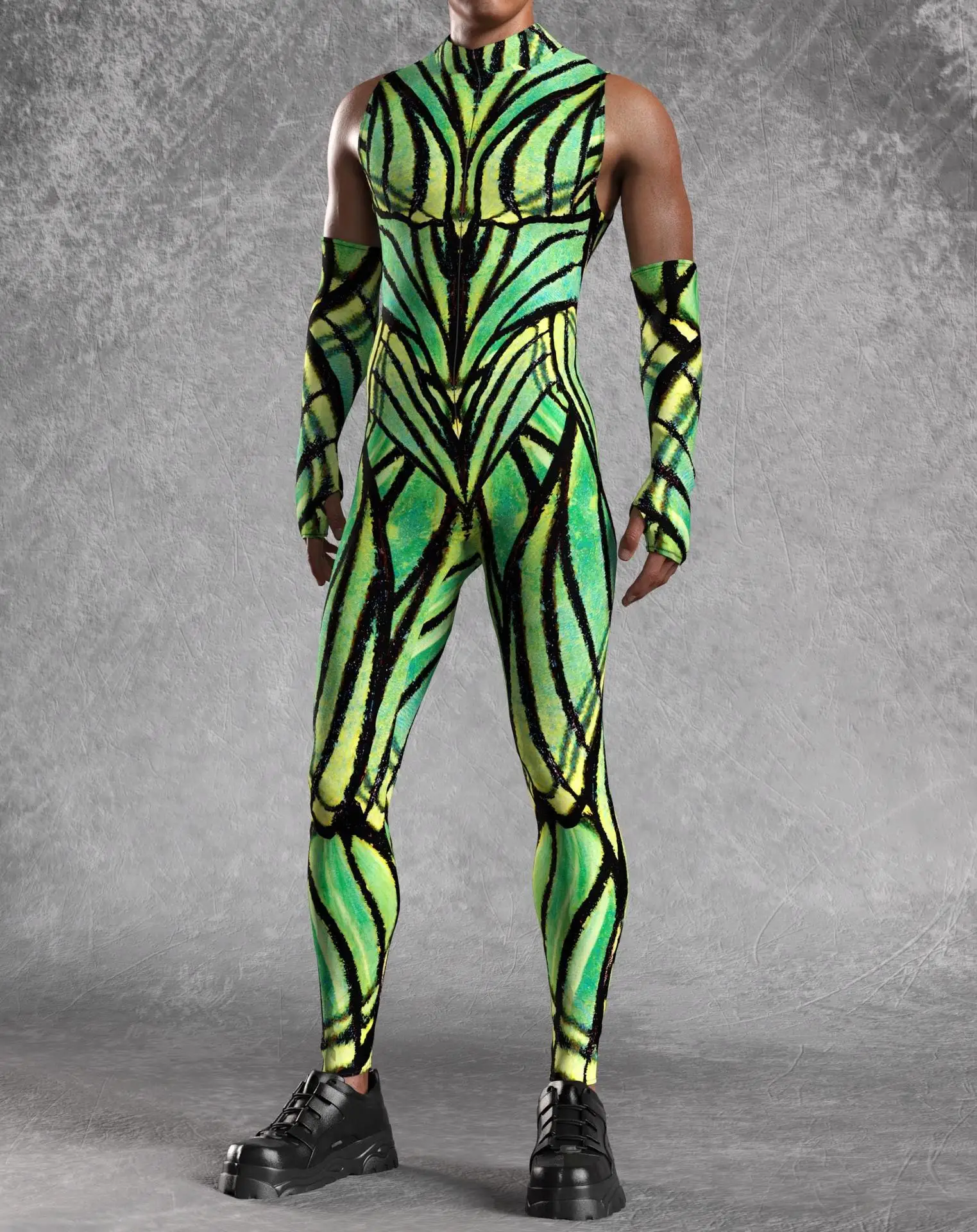 

Мужской боди в стиле стимпанк, костюм зентай с рукавами, Хэллоуин, карнавал, вечеринка, сценическая роль, косплей, кибер-комбинезон, костюм