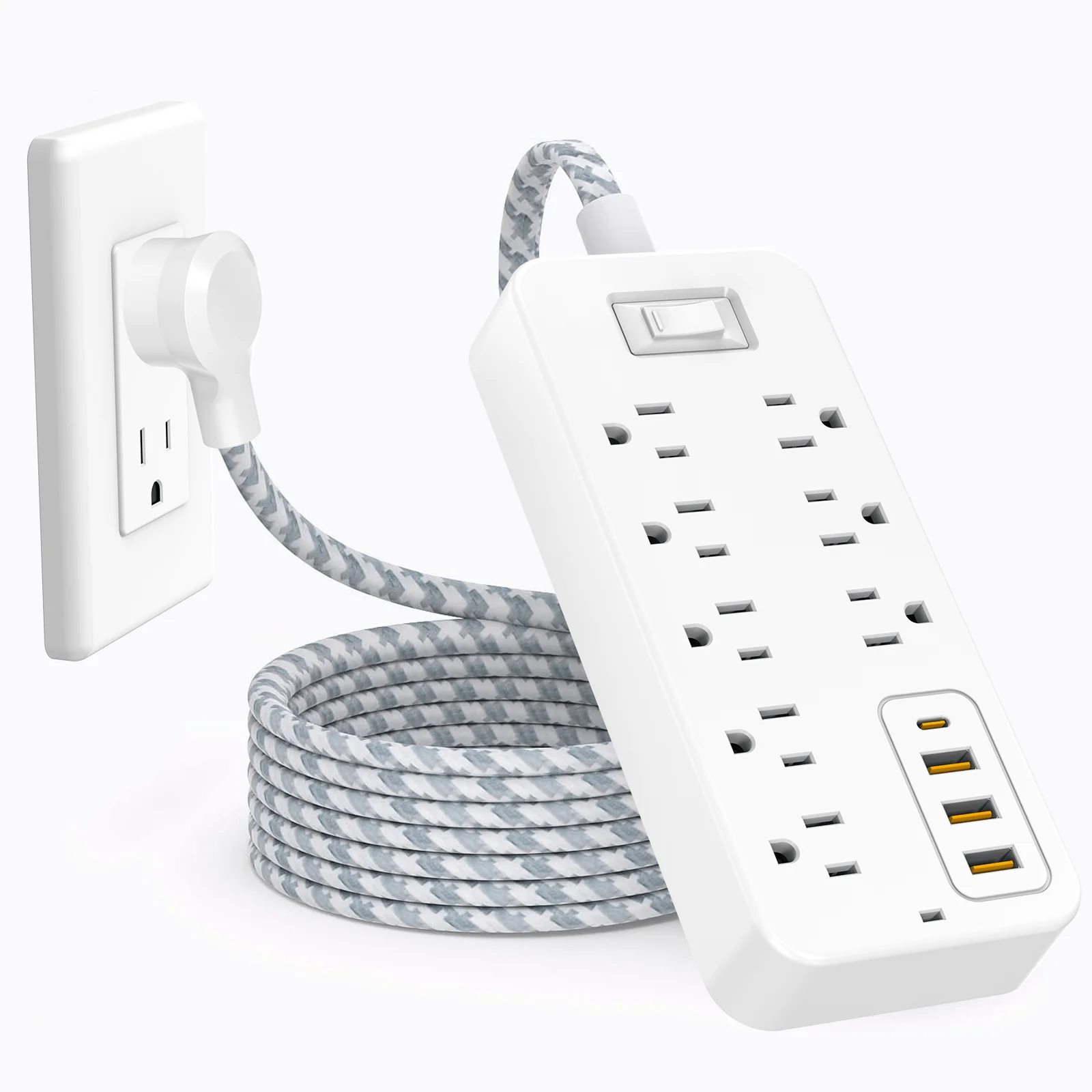 1 power socket with 8 AC power sockets, 3 USB ports, and 1 Type-C port, suitable for offices, schools, and dormitories