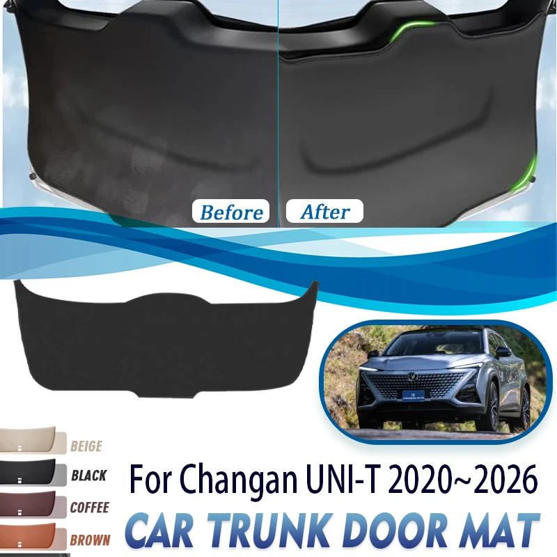 Leather Car Trunk Door Covers For Changan UNI-T UNIT 2020~2026 Anti-dirty Rear Tailgate Pads Boot Mats Auto Interior Acesssories