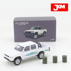 JKM 1/64 Toyota Hilux Pickup Truck White Car Alloy Toys Motor Vehicle Diecast Metal Model Kids Xmas Gift Toys for Boys