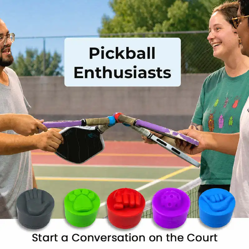 5Pcs Pickleball Paddle End Caps Silicone Handle Grip Slap Cap Fun Racket Tail Protective Sleeve Universal Fit Accessories