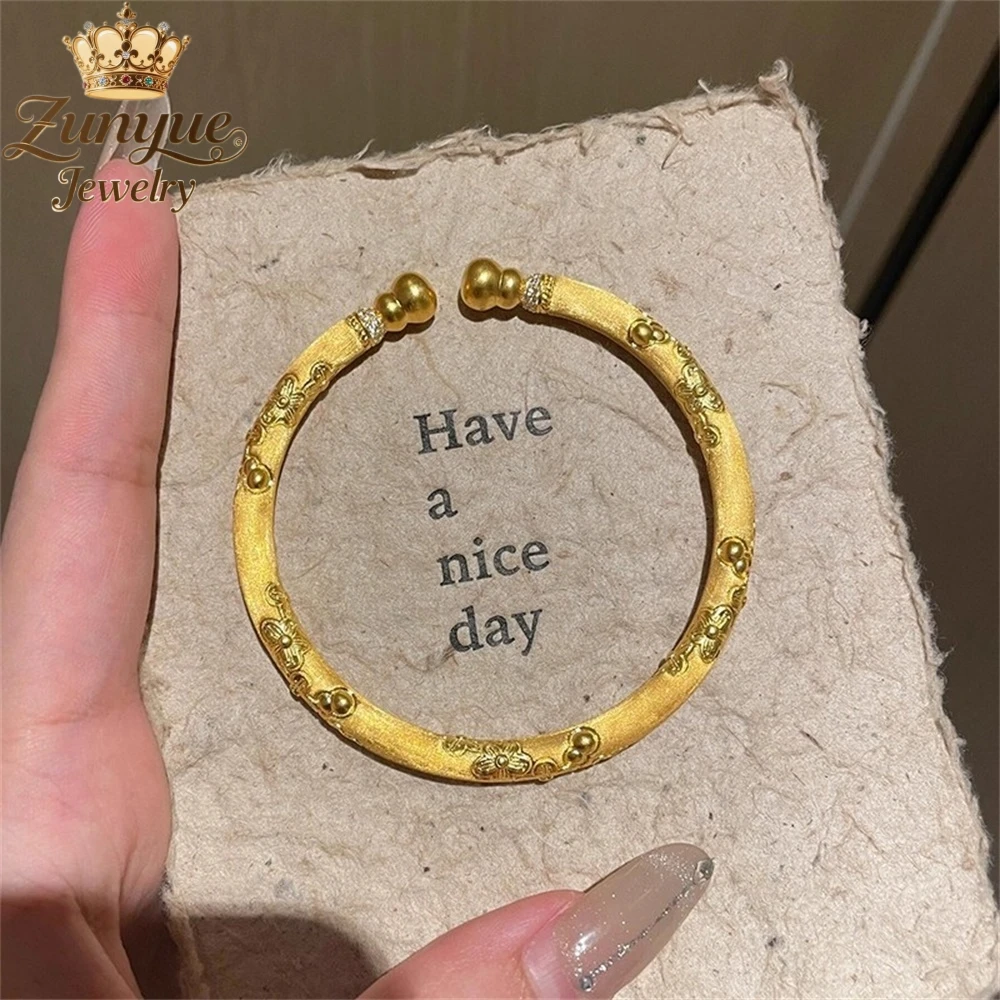 

Sand Gold Brushed Cherry Blossom Gourd Bracelet Luxury Quality Jewelry Handicraft Fashion Jewelry Exquisite Charms Elegant Gift