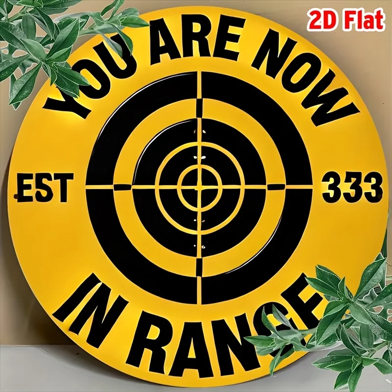 2D Flat, 8x8 Inch Vintage 'In The Zone' Target Shooting Practice Tin Sign - Retro Bullseye Wall Decor for Shooting Clubs, Game R