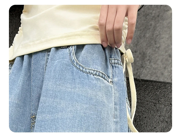 Teenager-Cowgirl-Jeans mit weitem Bein für Mädchen, Farbverlauf-Denimhose, Kinder-Oberbekleidung, lange Hose, Mädchenkleidung 5-14 Jahre – Detail 8