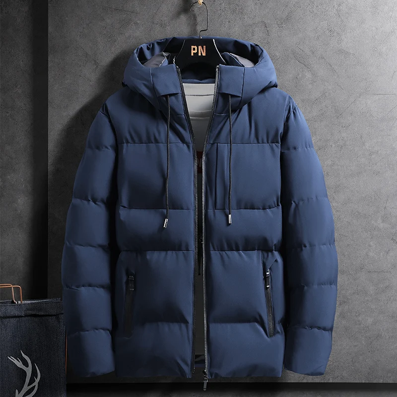 Autumn and Winter Men's Cotton Coat Hooded Jacket Warm Casual Simple Korean Version Slim Fit Cotton Coat  Trend Puffer Jacket