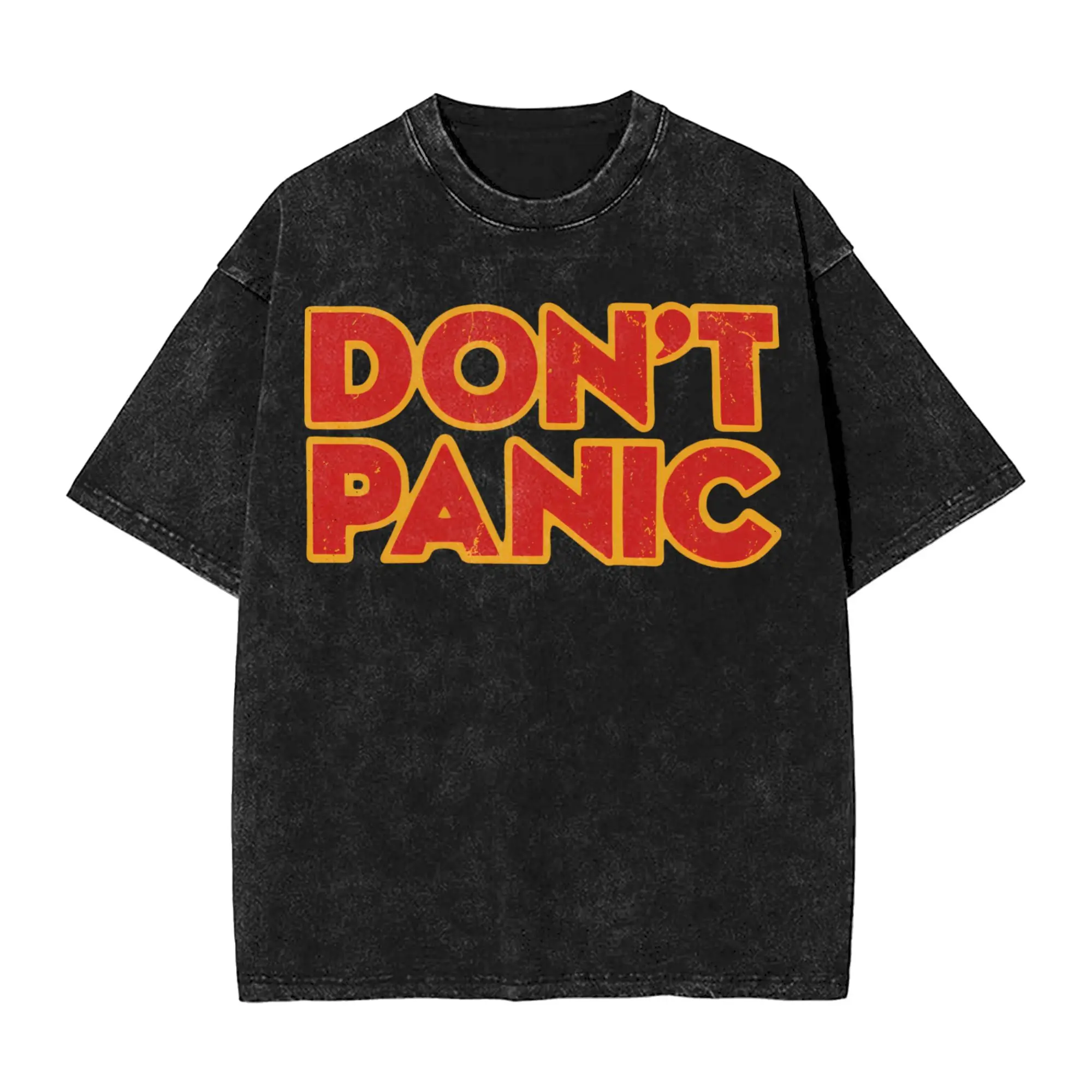 dont panic 42 The Answer To Life Douglas Adams  T Shirt Hip Hop Washed Cotton T-Shirts Novelty for Men Women Streetwear
