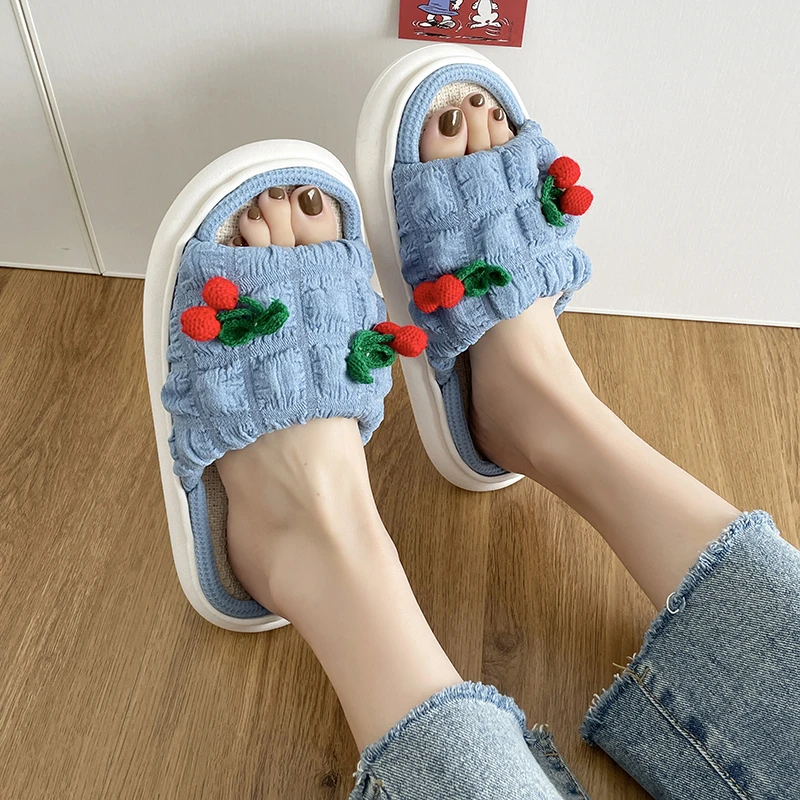 Slippers Women 2022 New Summer Comfortable Soft Women' Shoes Fashion Cute Thick Bottom Cherry Sandals and Slippers