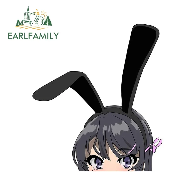 

EARLFAMILY 13 см x 11,4 см для девочек-кроликов Senpai, автомобильные наклейки, солнцезащитный крем, устойчивые к царапинам наклейки, модный декор багажника, автомобильная этикетка