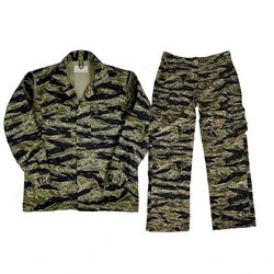 WWII WW2 Tiger Suit Vietnamese Tiger Jacket and Pants Plate Striped Top Pants Retro Training Suit Soldier Equipment