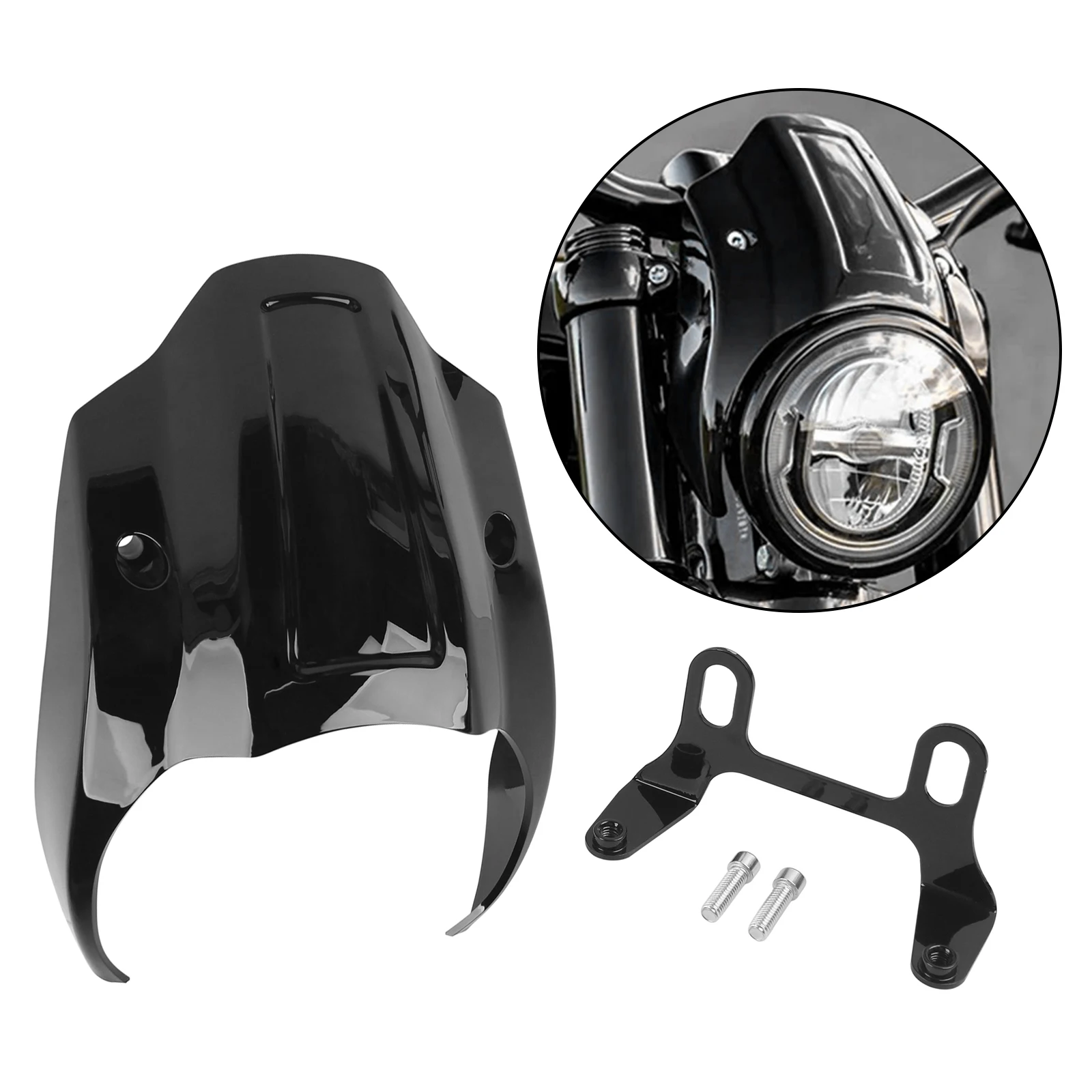 Motorrad Glänzend Schwarze Vordere Scheinwerferverkleidung für Harley Softail Street Bob FXBB 2018-2025