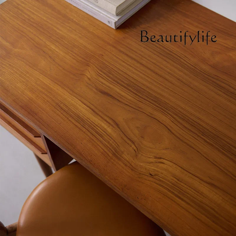 

XX Retro And Modern Design, Simple Style Home Desk Writing Desk Teak Color Drawer Storage Designer Custom