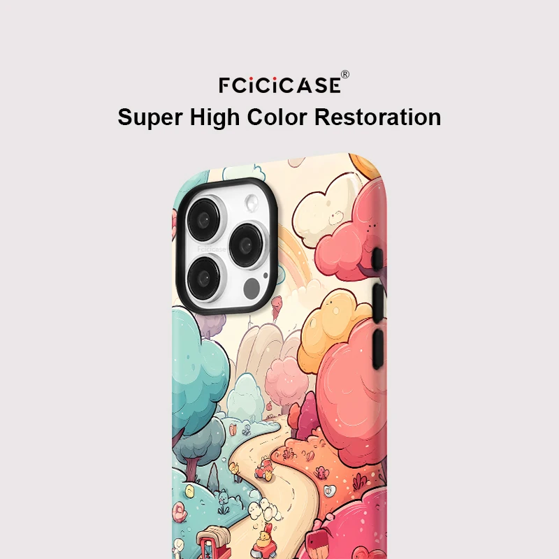 Fcicicase Cartoon-Muster-Hülle für iPhone 16 15 14 Pro Max 11 12 13 Pro für Magsafe magnetische kabellose Lade-Acryl-TPU-Abdeckung