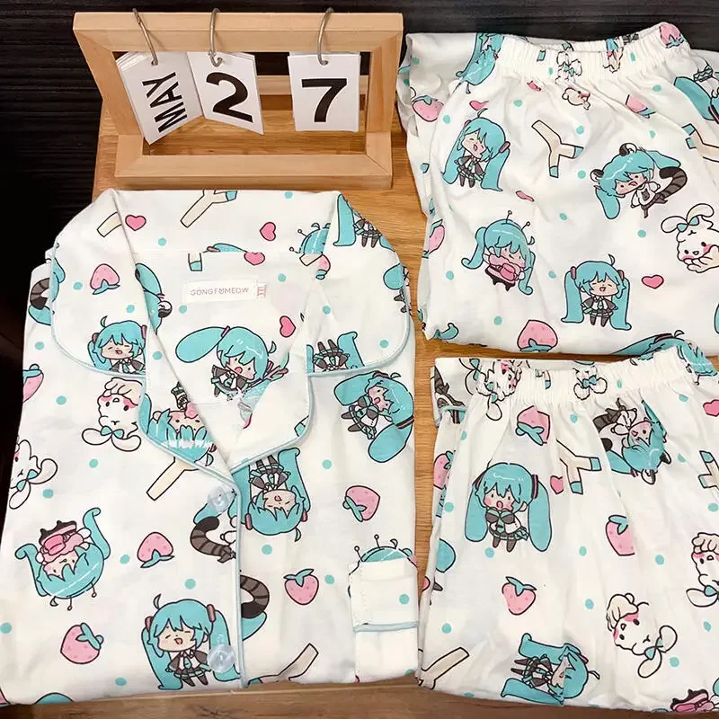 أطقم بيجامات أنيمي هاتسون ميكو ملابس نوم نسائية ناعمة بدلة بيجامة قطنية فضفاضة ملابس منزلية فضفاضة بيجامات مطبوعة هدية عيد ميلاد #2