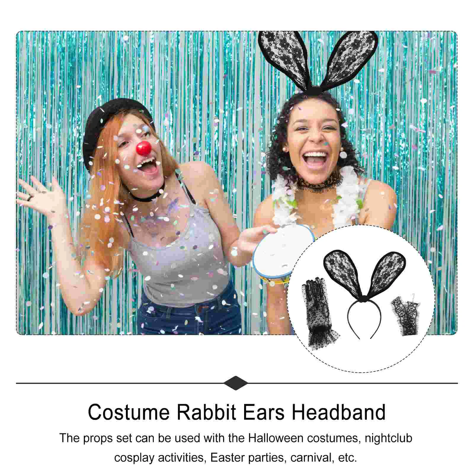 Bunny Girl Headband Headbands for Hair Woman Accessories Women Easter Party Rabbit Ears Headdress Decor Hoop Prom Props Collar