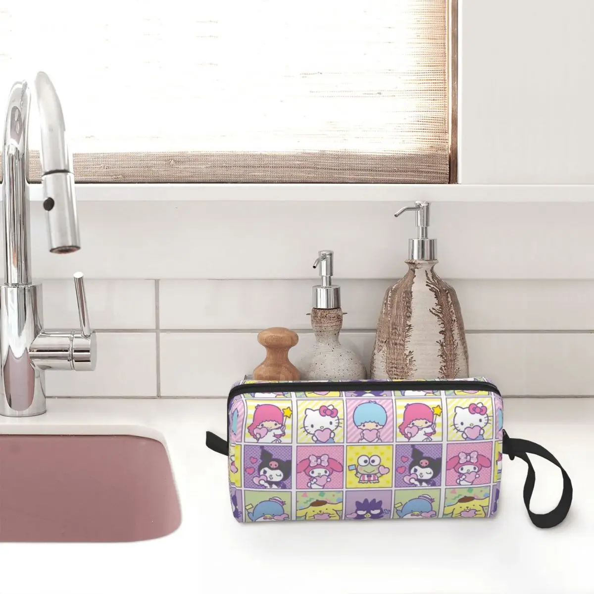 Sanrio Characters Hello Kitty Makeup Bag Large Cosmetic Bag Men Women Cinnamoroll Toiletry Bag Dopp Kit