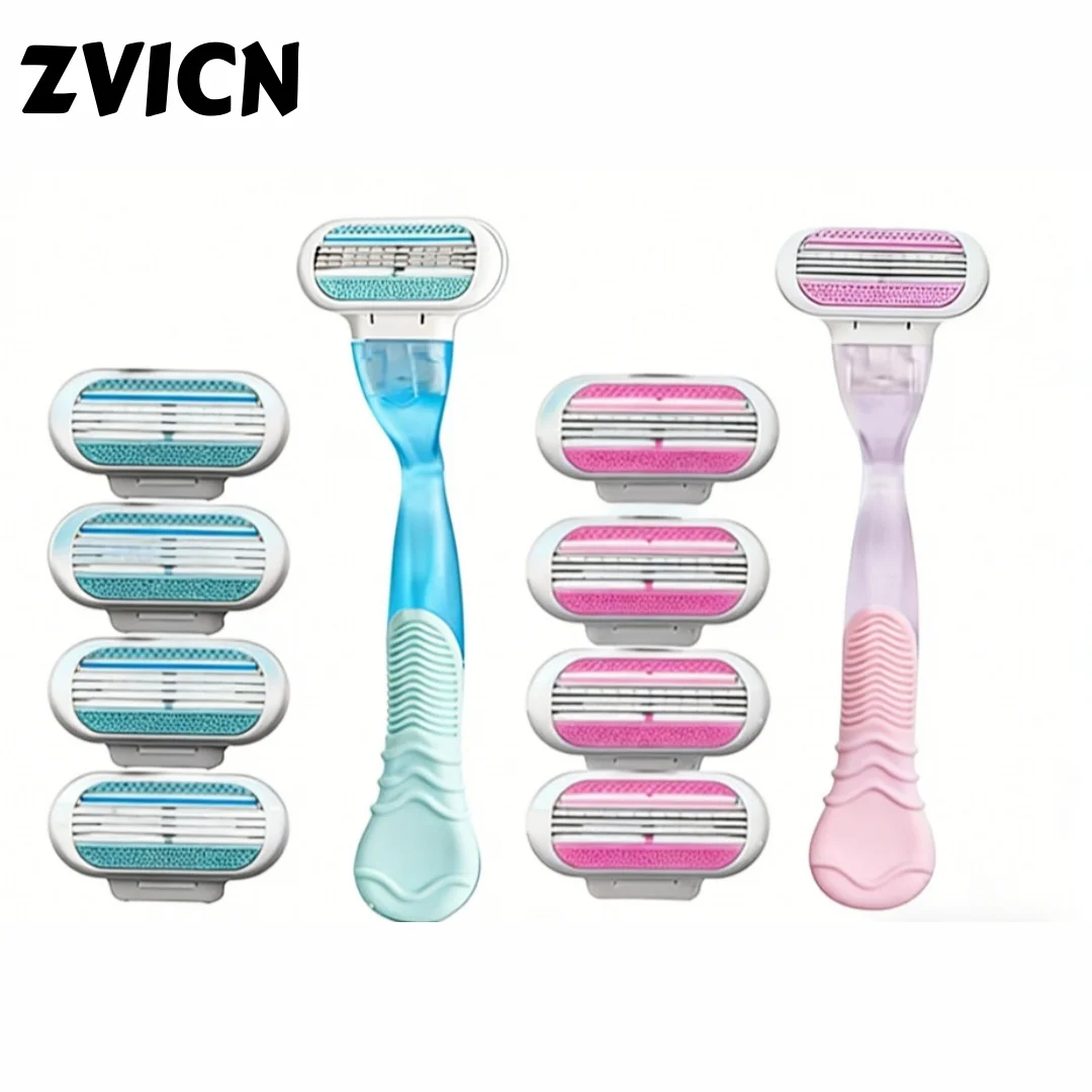 Safety Razor Blades Women Beauty Bikini Hair Removal Shaving Blades Set Shaver 3-Layer Replacement Heads ﻿