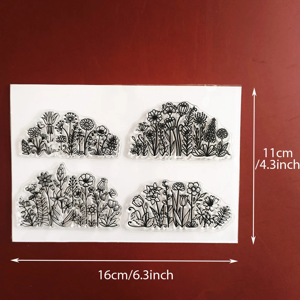 Dandelion/Sunflower/Plum Blossom Elements Clear Stamps Seals for DIY Scrapbooking, Card Making and Album Decoration Crafts