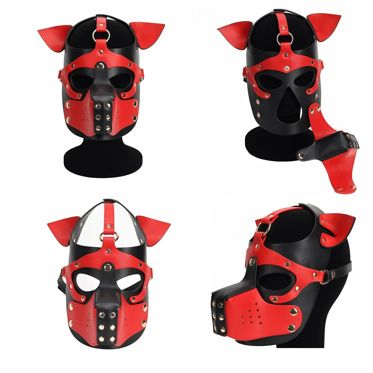 Unisex Women and Men Leather Dog Harness Costume Set with Mask for Sexy Role Play Halloween Carnival Masquerade Party Fun Prop 3