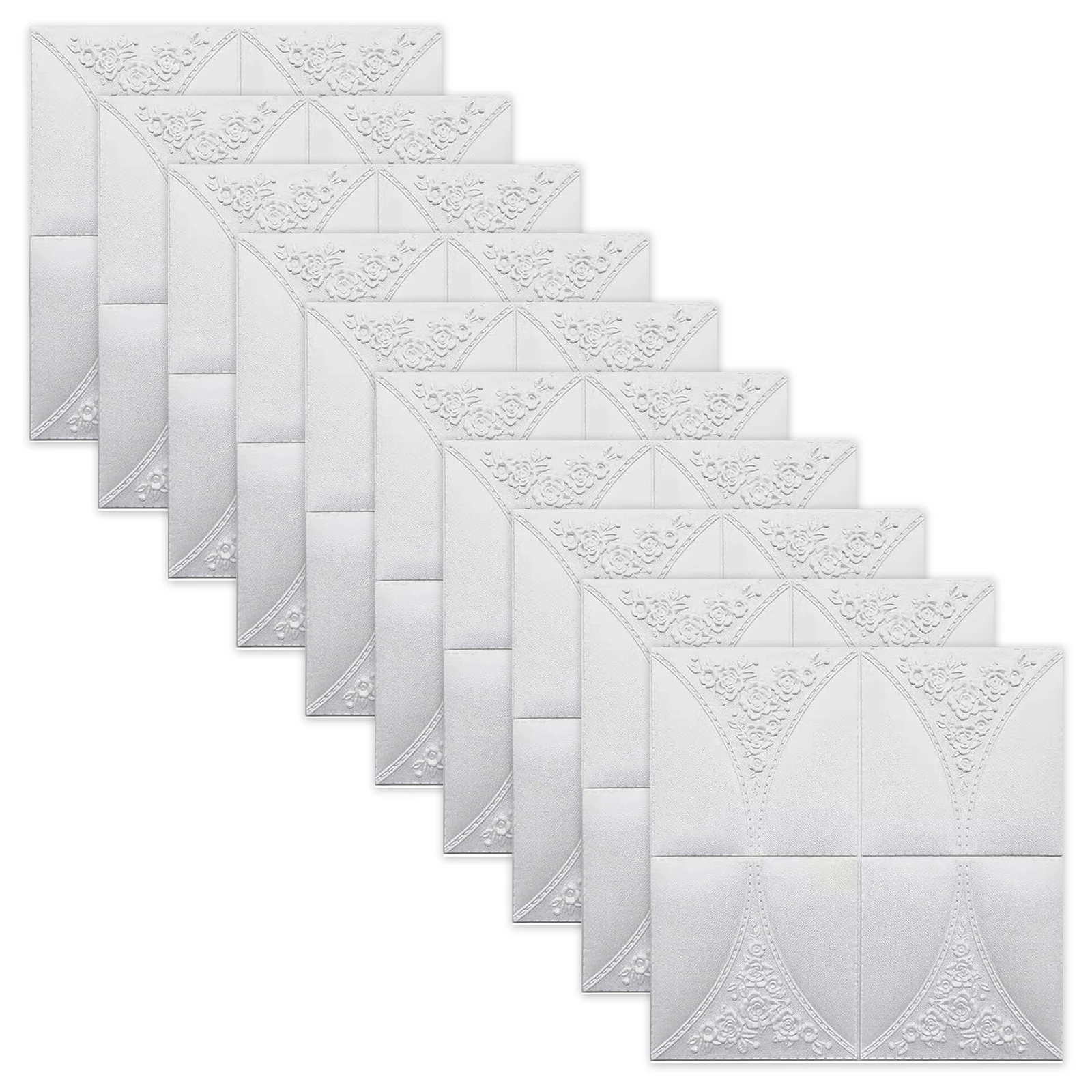 10pcs 3D Tile Brick Wall Stickers Foam Panels Waterproof and Soundproof Wall Cover for Bedroom Living Room Kitchen and TV Walls