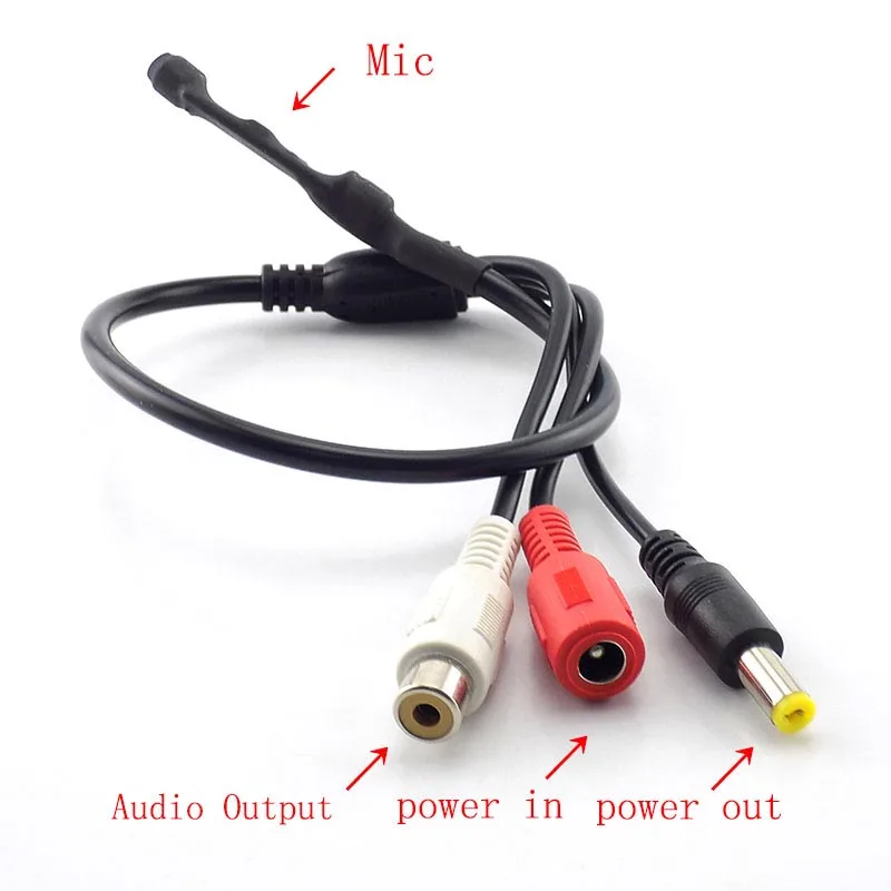 Mini CCTV Audio Microphone Mic For Security Audio Camera Sound Monitor Pick Up RCA Power Cable CCTV Camera DVR High Sensitive C6