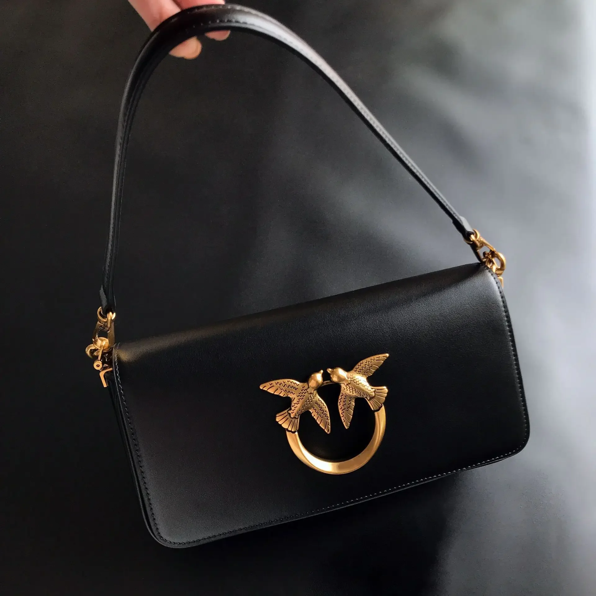2023 new pinko-style baguette classic swallow bag genuine leather shoulder crossbody underarm bag - dropshipping available