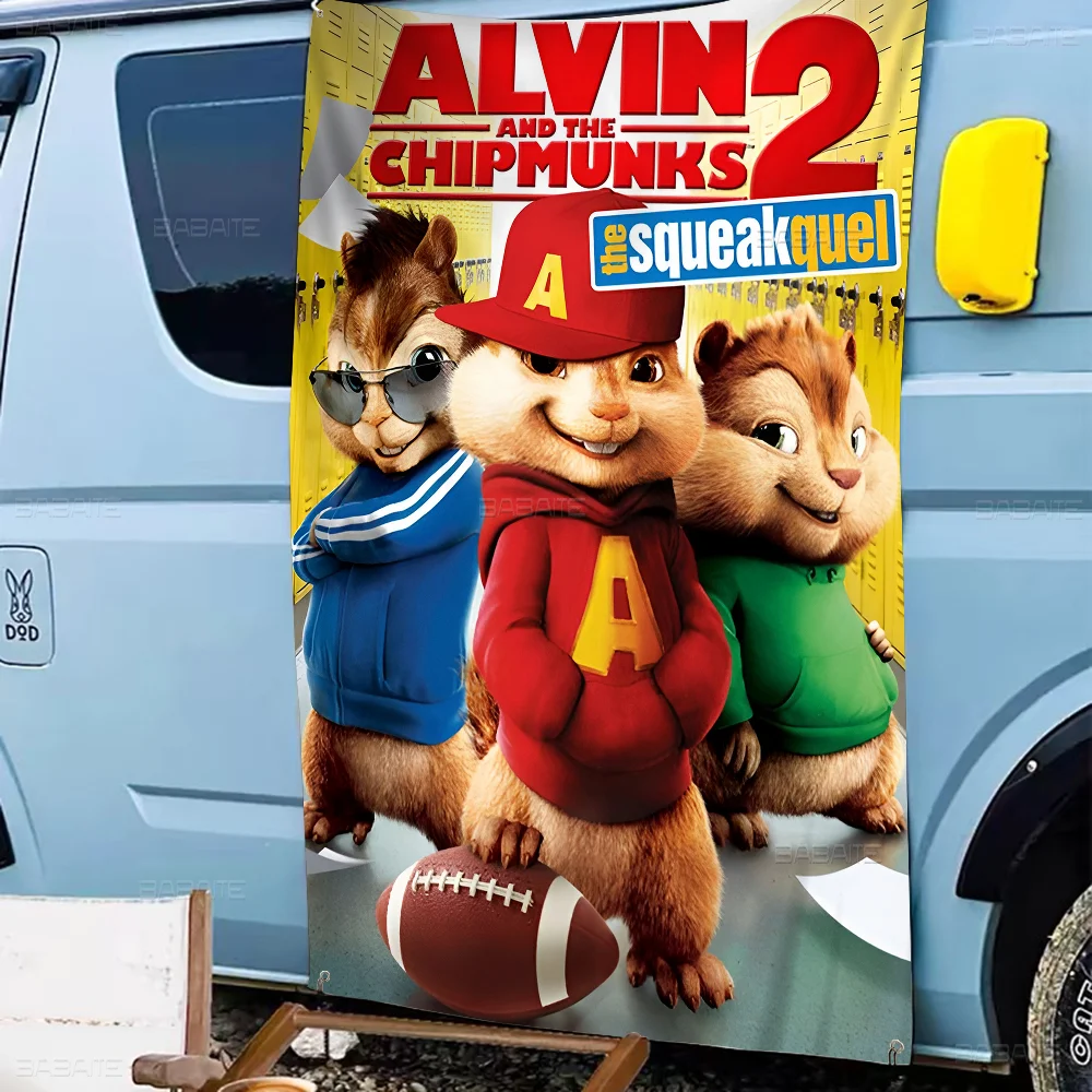 Alvin And The Chipmunks Movie Small Size Cheerleading Banner Hand Pulled Flag Outdoor Atmosphere Flags