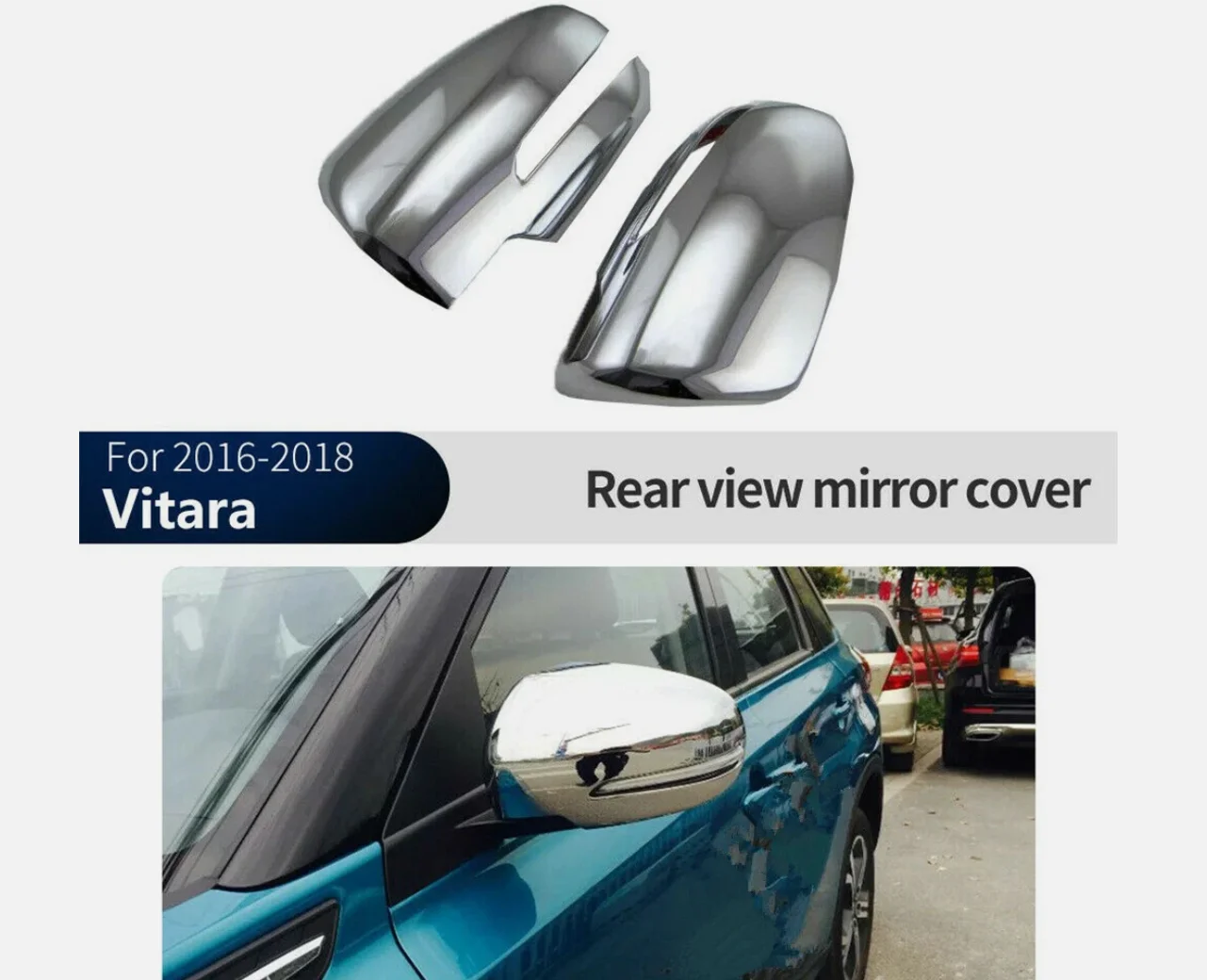 2PCS For Suzuki Vitara 2015-2020 Chrome Silver Rearview Side Mirror Cover Trim with Turn Signal Hole