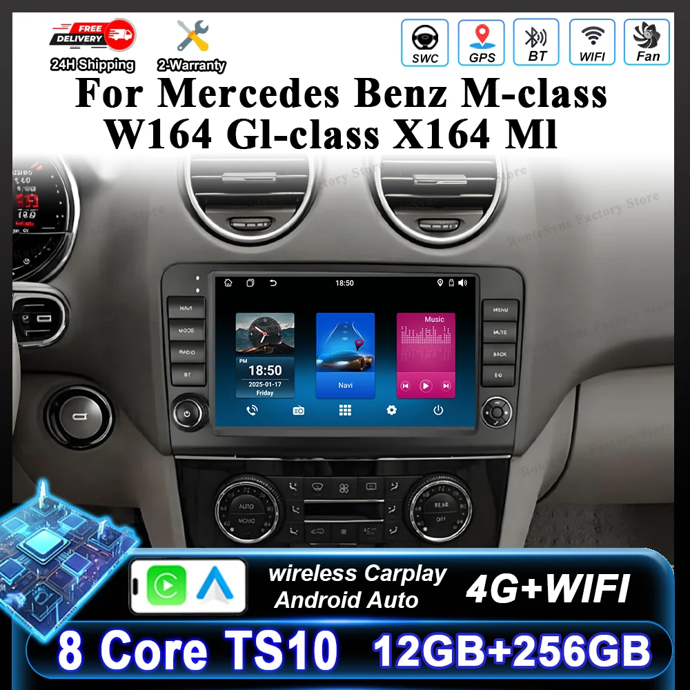 Android 16 Car For Mercedes Benz M-class W164 Gl-class X164 Ml Auto GPS Navigation Multimedia Video Player Carplay Bluetooth 4G