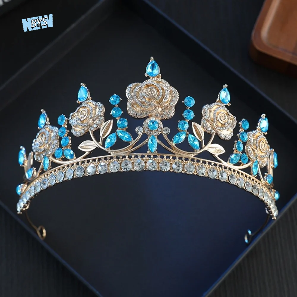 

Sparkling Baroque Crystal Crown Elegant Dazzling Baroque Queen Tiaras Gorgeous Shiny Luxury Crystal Tiara Bridal Celebration