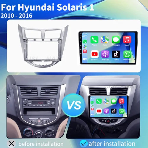 Imagen 2 del producto Radio de coche AI voz Android 15 CarPlay inalámbrico Auto para Hyundai Solaris Accent i25 2010 2011 2012 - 2016 4G Multimedia GPS 2din