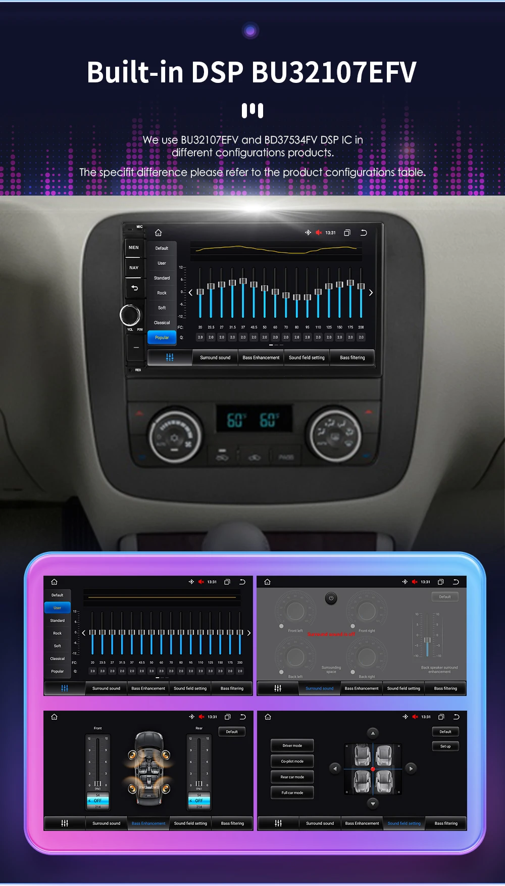 Hikity Autoradio 2 Din 7 Pollici IPS - Wireless Carplay, Android Auto, Bluetooth, FM, Ingresso USB E Type-C - 2