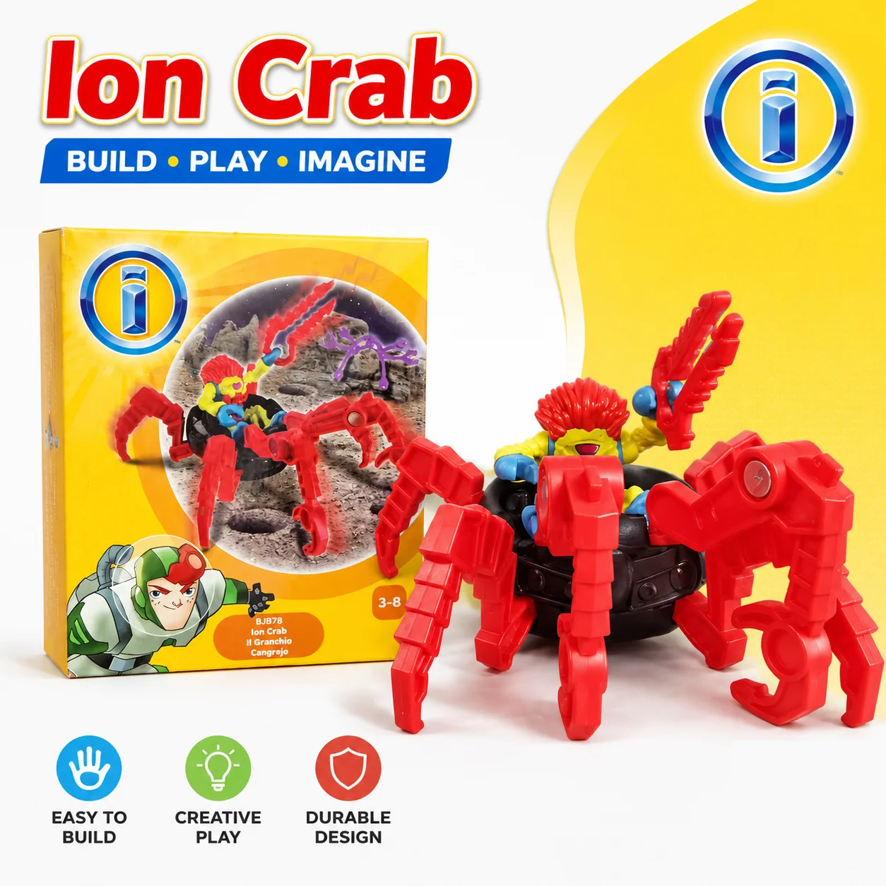 Imaginext 2013 First Edition Ion Crab Vehicle avec figurine d'alien et équipement complet, cadeau interactif vintage rare pour collectionneurs et amateurs