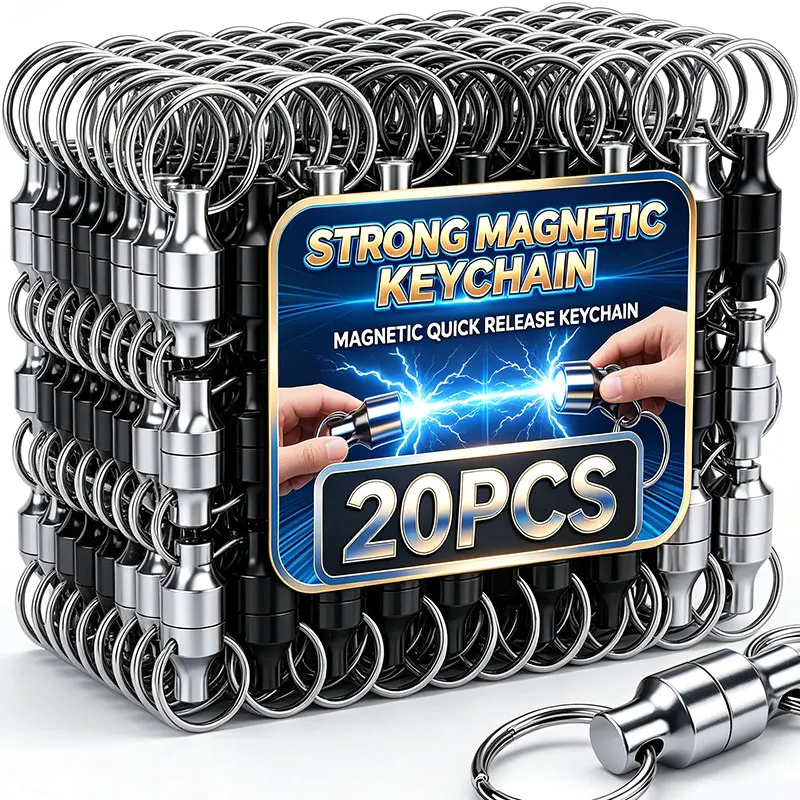 1-10Pairs Strong Magnetic Keychain with Metal Ring Anti Loss Car Keys Necklace Hanging Holders Magnets Storage Tool Accessories