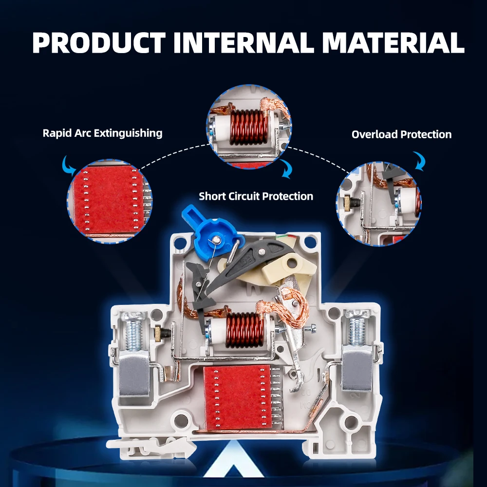 AC MCB 1P 2P 3P 4P 230V 400V 6KA Mini Circuit breaker Air Switch 10A 16A 20A 32A 40A 50A 63A Overload Short Circuit Protect