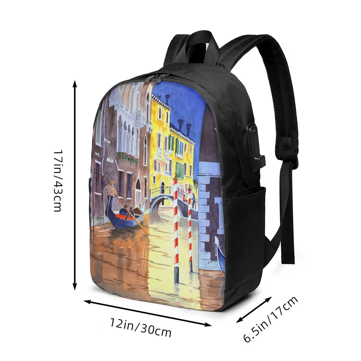 Venice Canal Italy Landscape Backpack Travel Notebook Bag Computer College Student School Bag Laptop Shoulder Bags for Men Women