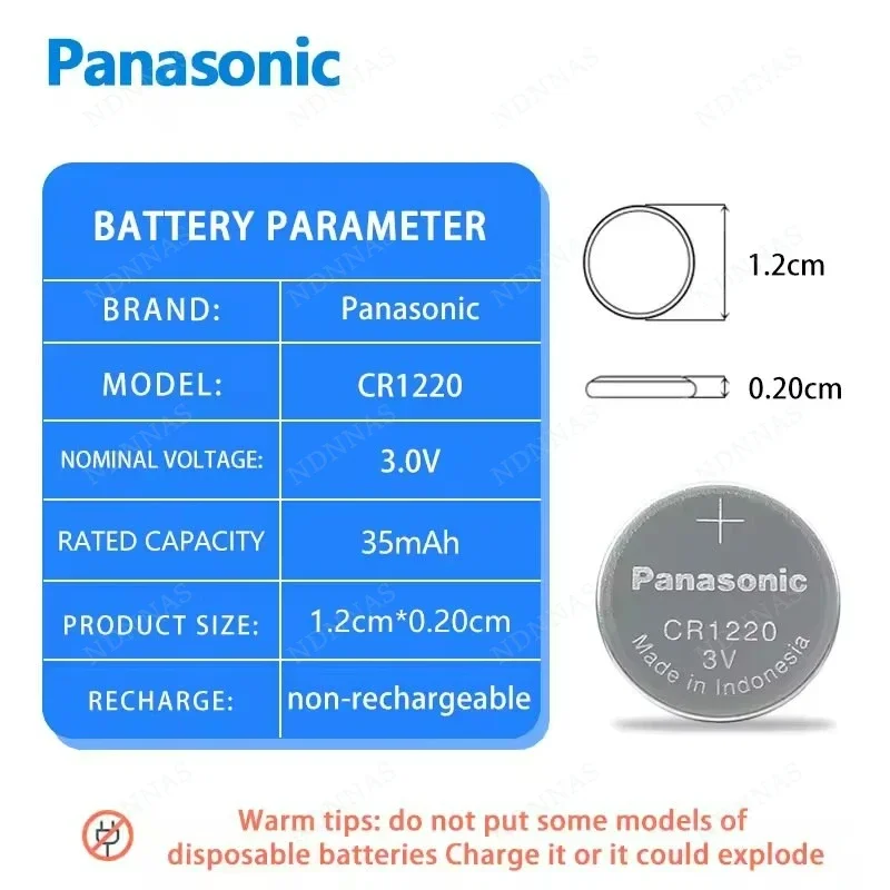 2-100pcs Original PANASONIC CR1220 CR 1220 3V Lithium Battery Button Coins Cell For Watch Calculator Clock Remote Control Toys