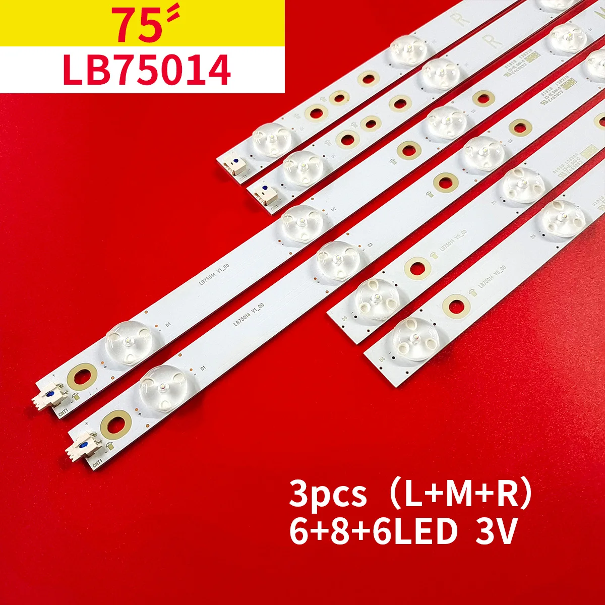 

LED Backlight Strip 6+6+8 Lamps for 75" TV LB75014 L M R TV maintenance accessories