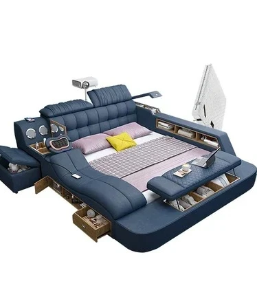 

Superior Tatami master bedroom no wash technology cloth multifunctional massage modern minimalist projector double bed