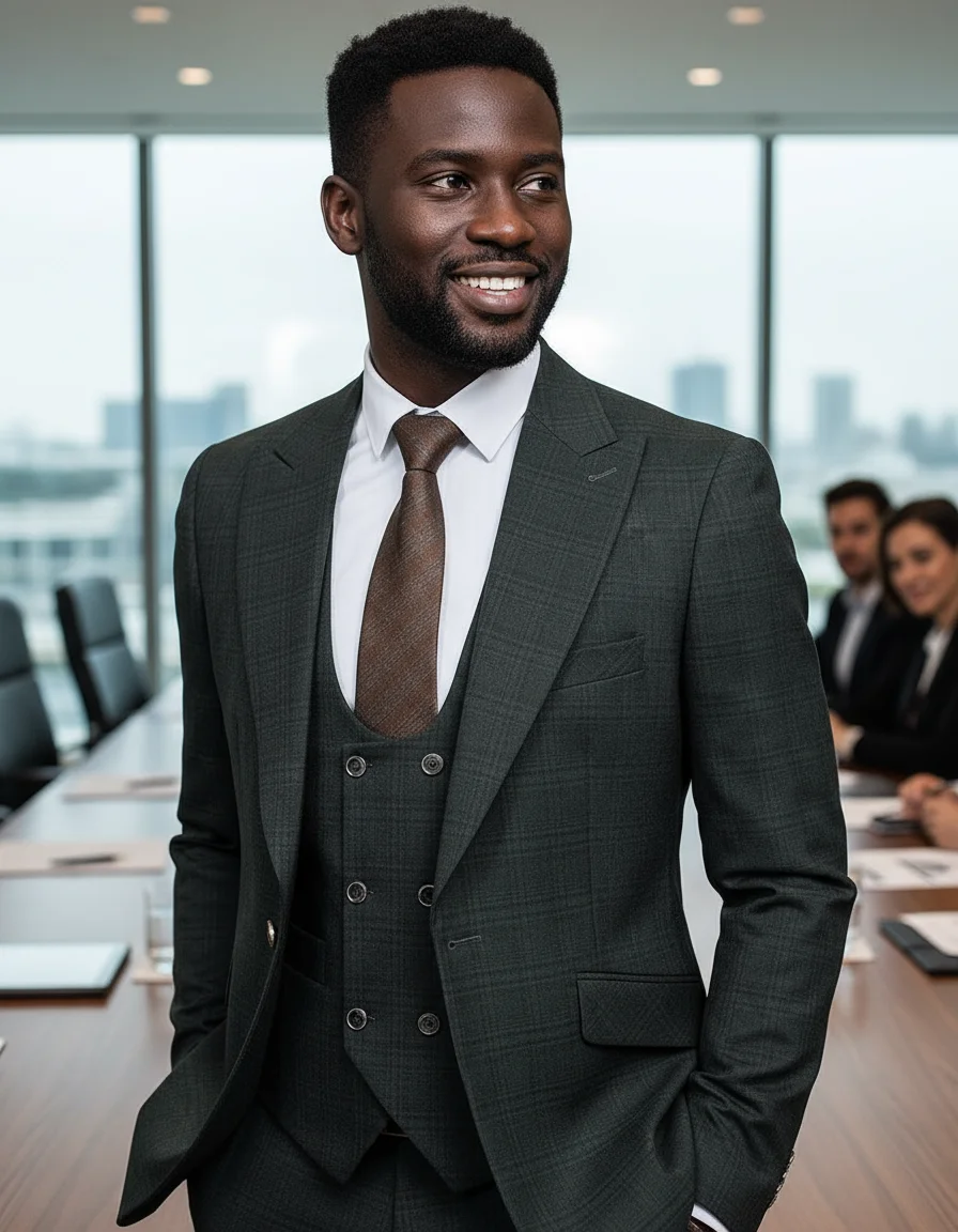 ST Cassy High Quality Green suit Formal Business Office Men's Suits Slim fit casual suit（jacket+Vest+Pants）