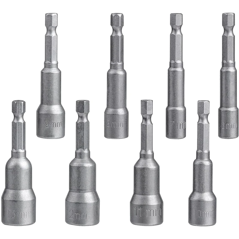 8/10 stücke adapter 1/4 "Innen sechs kant 6mm-15mm Hülsen mutter Treibers atz für Bohrmaschinen Schlags ch rauber Power Schrauben dreher Steckdosen werkzeug