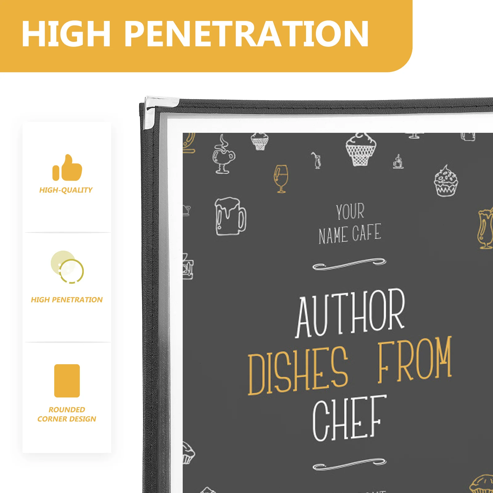 

2 шт., обложка для меню, прозрачная обложка из ПВХ для переплета для ресторана, кофейни, кухни, папка с вкладышами, портативная папка с закругленными углами