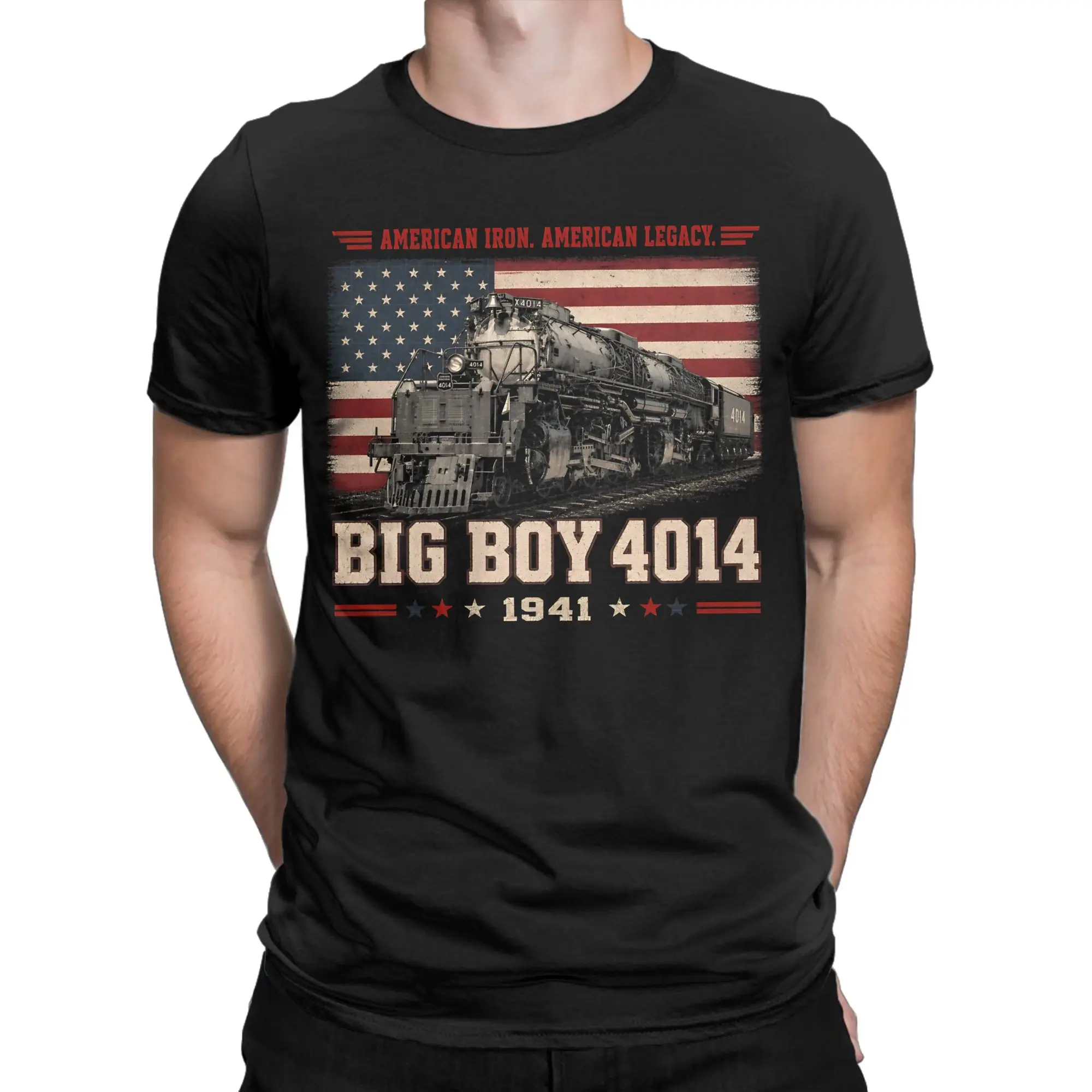 Men Women Fashion Big Boy 4014 1941 Steam Locomotive  Tee T Shirt 100% Cotton  T-shirts Clothing